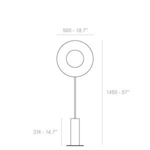 Technical drawing od floor lamp Iris Floor Totem 50